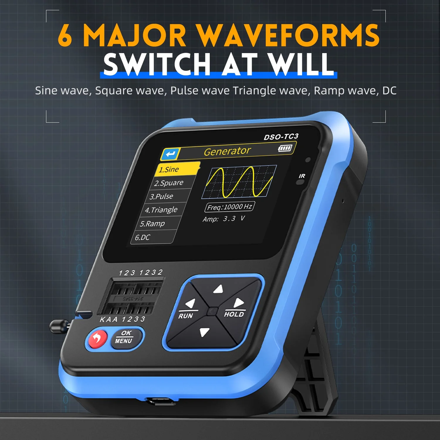 FNIRSI® DSO-TC3 3-IN-1 Handheld 500KHz 10MS/s Digital Oscilloscopes Signal Generator Transistor Tester - Image 7
