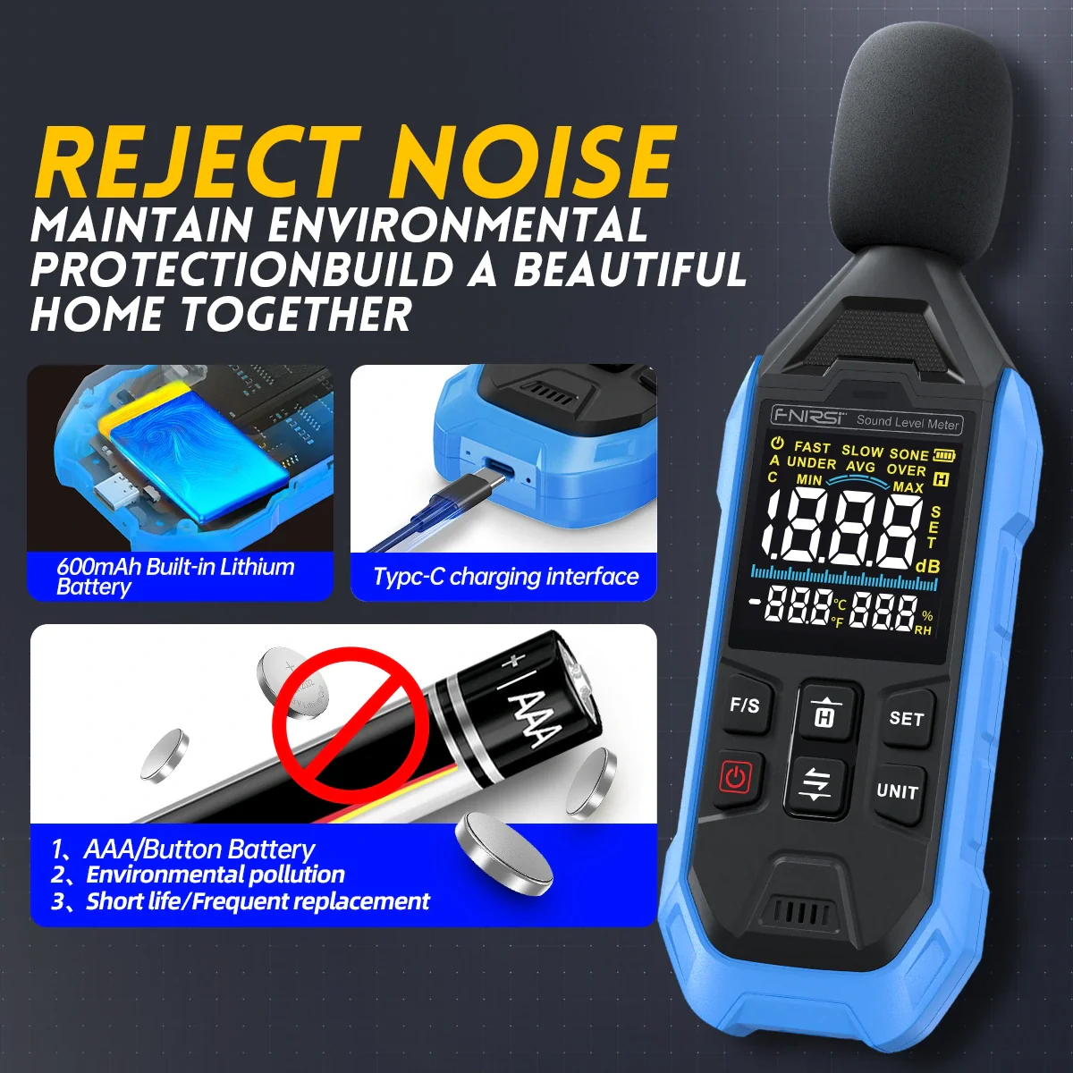 FNIRSI® FDM01 High-precision Digital Noise Decibel Meter - Image 9