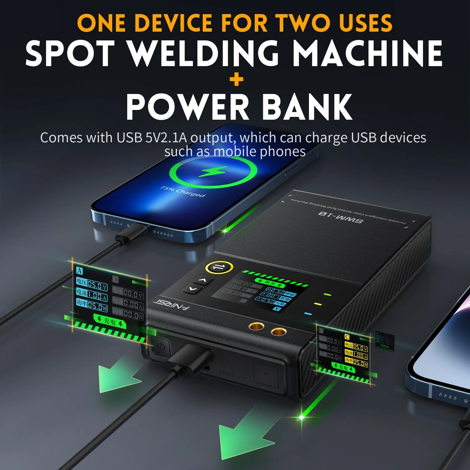 FNIRSI® SWM-10 Portable Intelligent Color Screen Spot Welding Machine - Image 8